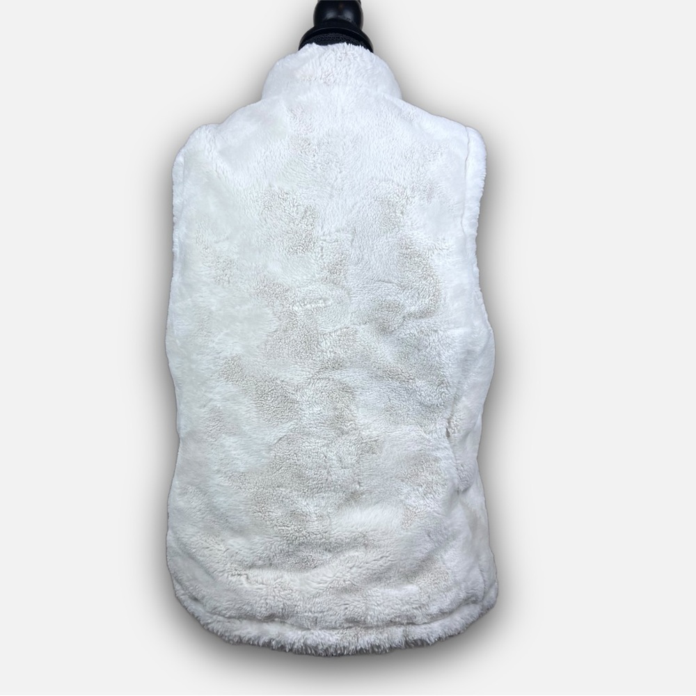 Nicole Miller Reversible Faux Fur Sherpa Puffer Vest White Size M Zip Pockets - Picture 4 of 16